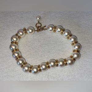 Anne Klein Chunky Gold Pearl Necklace Vintage